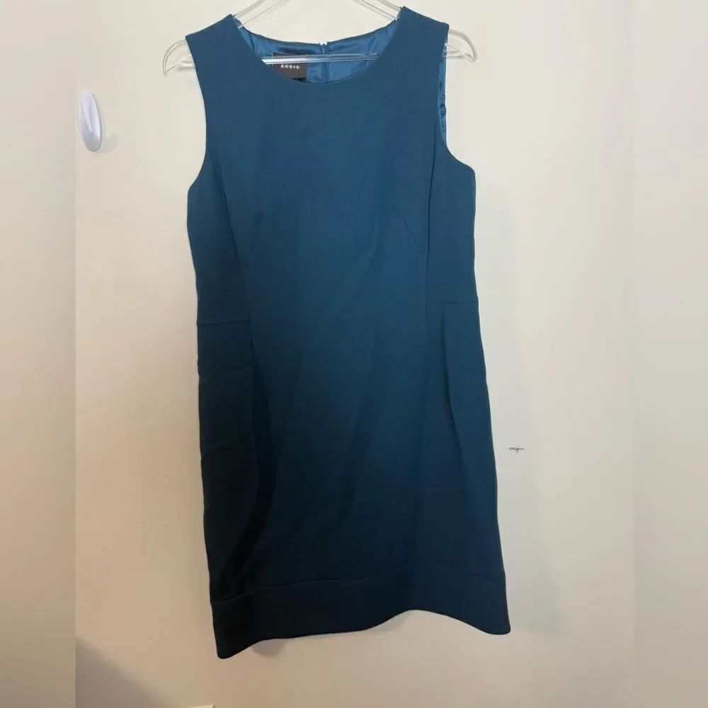 Akris Sleeveless Double Face Wool Crepe Sheath Dress Green Size 12
